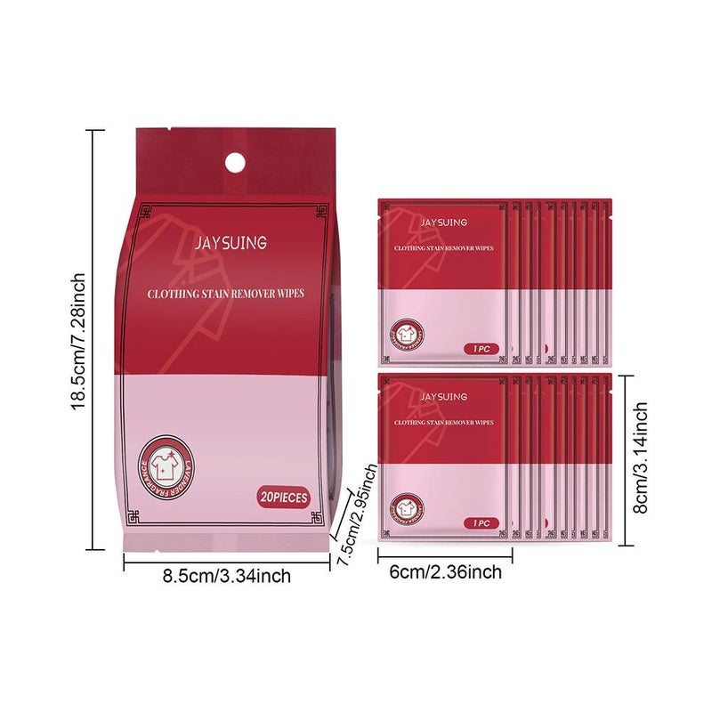 Rapid Stain Remover Wipes Individual Wrapped Instant Stain Remover Suitable for On Clothes Shoes And Bed Sheets  (A 20pcs) - Image 3